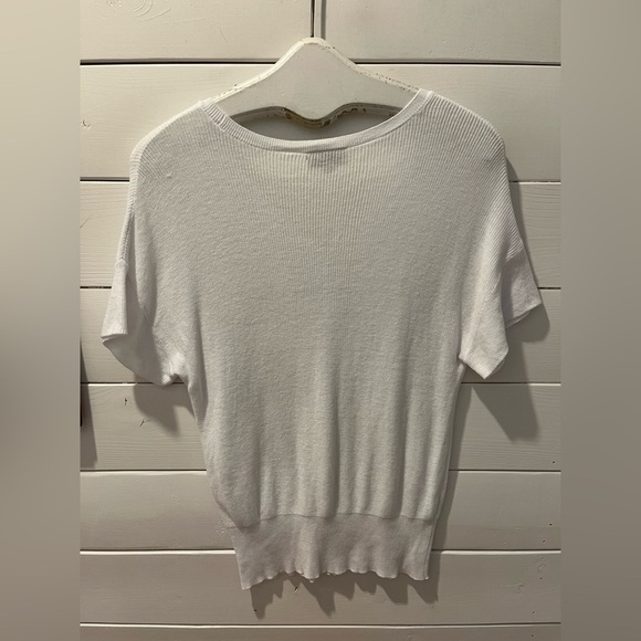 White ribbed V-neck sweater – LOFT Outlet (M) - Picture 7 of 7